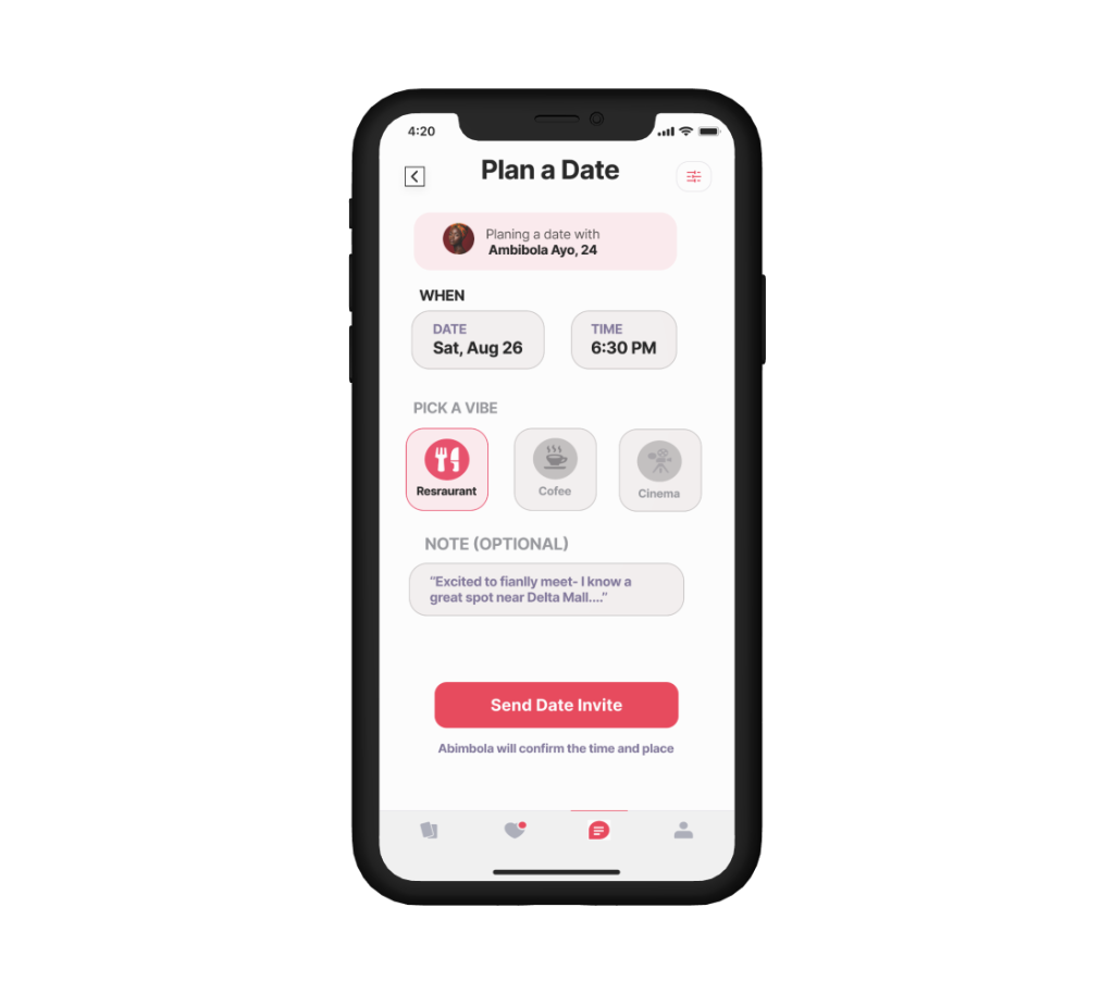 Date Circle Plan a Date Screen