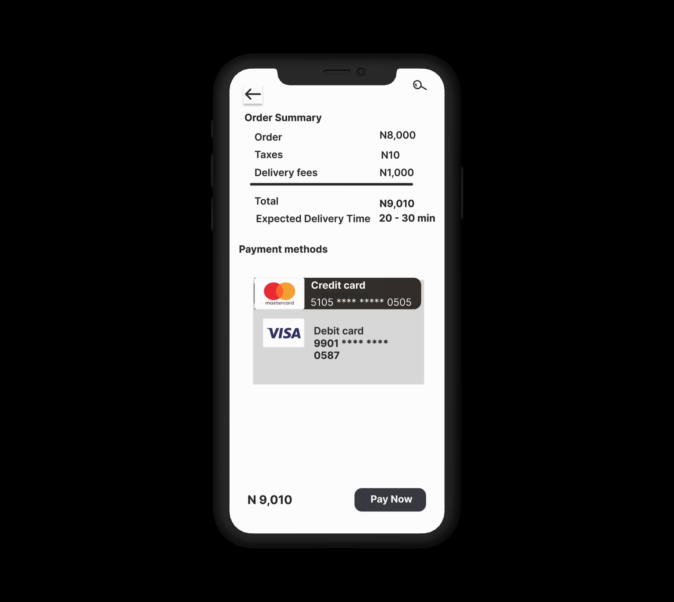 Yumzy Order Summary & Payment Mockup